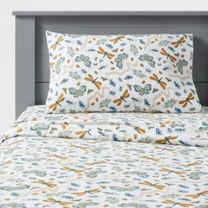 Twin Insect Print Cotton Sheet Set - Pillowfort™: Percale, 220 Thread Count